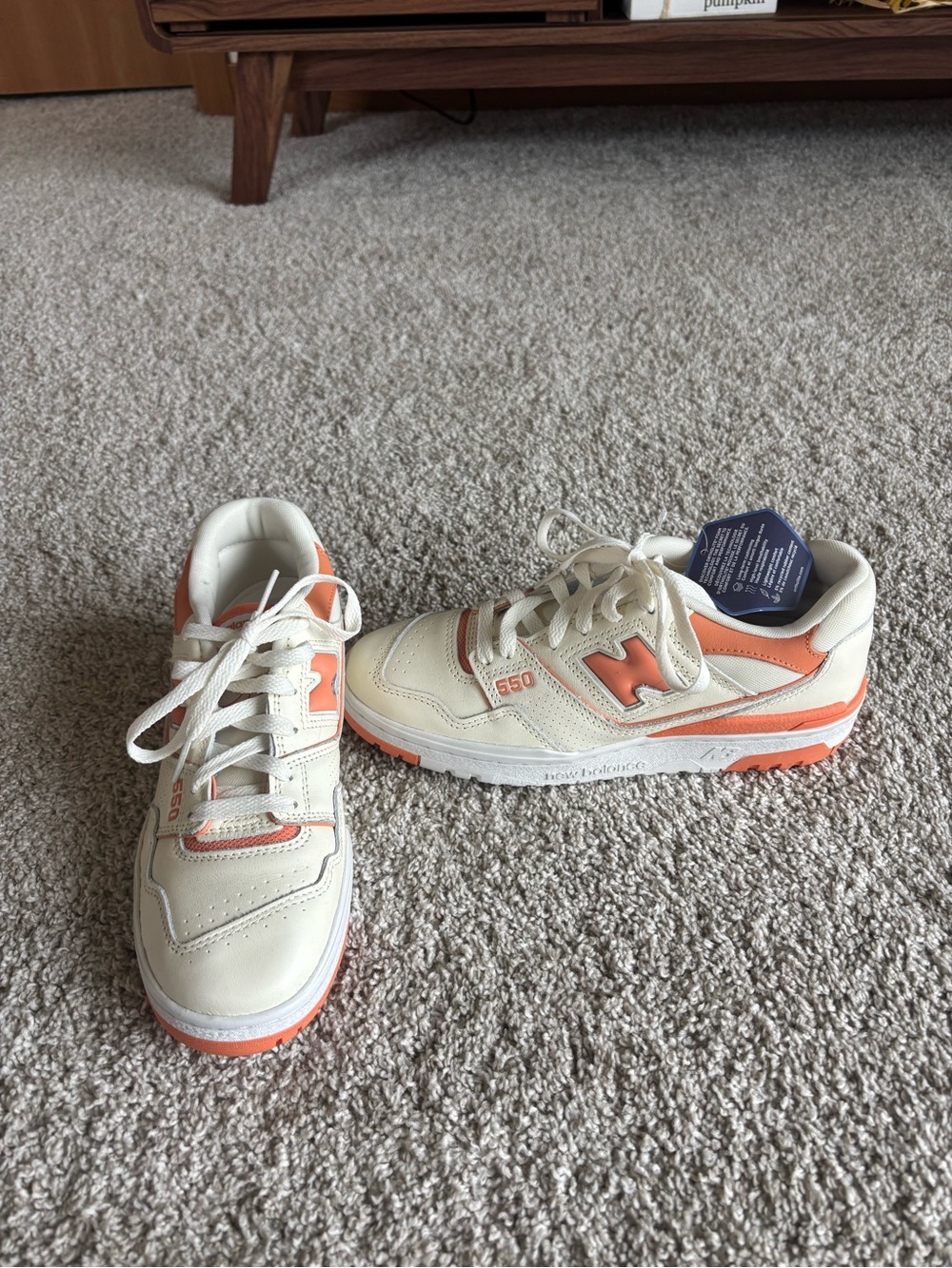 New Balance Cream with Coral Accent Women's 550 Sneakers